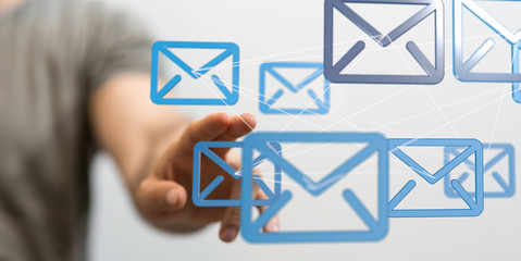 Hand with an email icon 3d