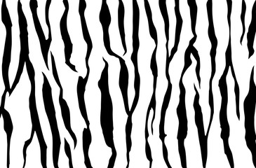 Zebra Stripes Pattern. Zebra print, animal skin, tiger stripes texture, abstract pattern, line background, fabric. Amazing hand drawn vector illustration. Black and white artwork