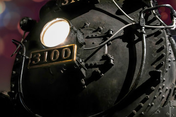 Steam locomotive with headlight on nobody