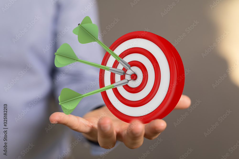 Aufkleber Dart arrow on target dartboard, Business success concept..