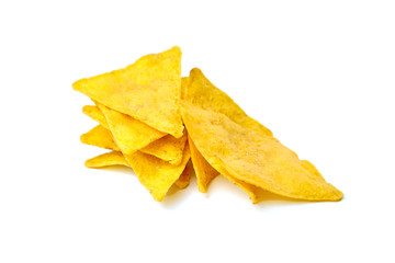 nachos, corn chips, isolated on white background