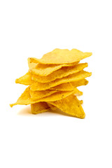 nachos, corn chips, isolated on white background