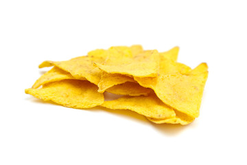 nachos, corn chips, isolated on white background