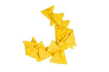 nachos, corn chips, isolated on white background
