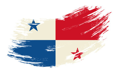 Panamian flag grunge brush background. Vector illustration.