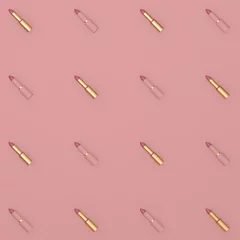 Hintergrund von Lippenstiften auf einer modischen zarten Textur. © anghelka