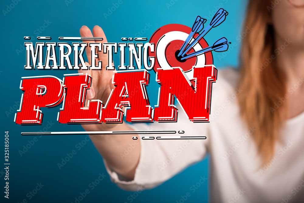 Poster Dart arrow on target dartboard, Business success concept..