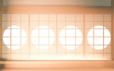 Interior mock up Japan Room Design Japanese-style and the white backdrop provides a window for editing. 3D rendering - obrazy, fototapety, plakaty