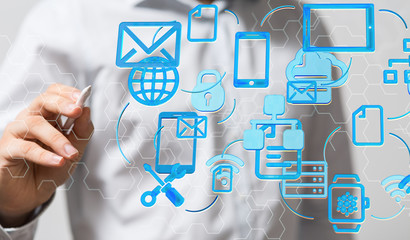 Data transmission channel. Motion of digital data flow. Transferring of big data