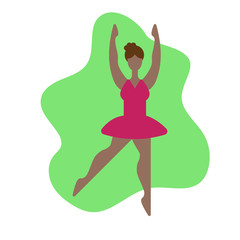 Body positive in modern style. Cartoon cute girl. Vector poster. Body positive in modern style. Beautiful dancer ballerina. Beautiful female figure. Female girl model. Attractive cartoon character.