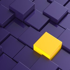 3D rendering abstract background of violet and yellow cubes