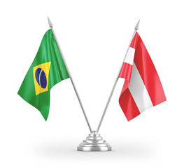 Austria and Brazil table flags isolated on white 3D rendering