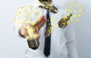 solution concept business idea lamp