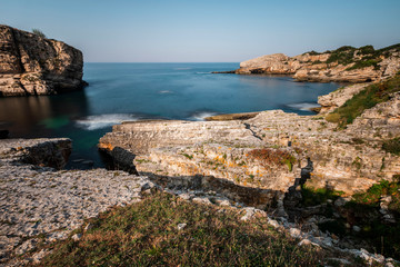 Fototapeta premium The rocky coast of Bagirganli village of Kandira district.