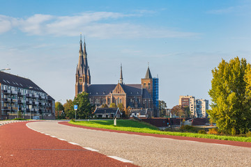 Obraz premium Land van Cuijk, agricultural landscape at the small village Cuijk and the Meuse river, the Netherlands