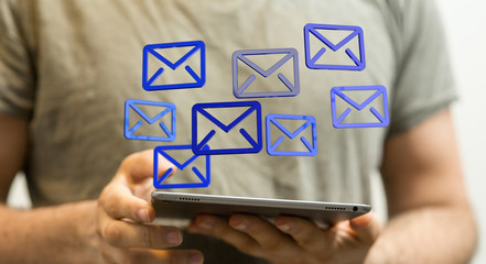 Hand Touching Email With Finger.