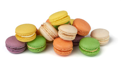 round baked multi-colored almond flour cakes macarons