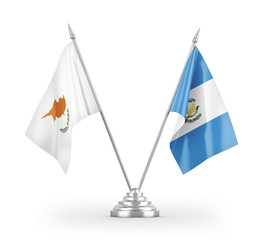 Guatemala and Cyprus table flags isolated on white 3D rendering
