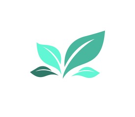 Eco green color leaf vector logo flat icon. Bio plant and tree floral forest concept design.