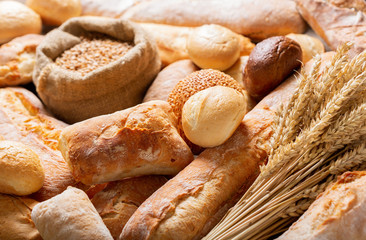 Fresh baked bread and wheat ears