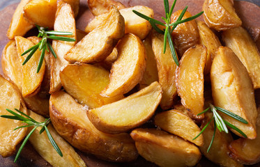 baked potato with rosemary, top view