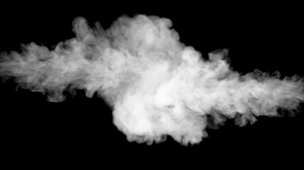 White water vapor steam on a black background. Realistic dry smoke clouds fog overlay. Simply drop it in and change its blending mode to screen or add.