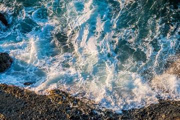 High wave view in stormy sea