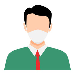 People wearing face masks, air pollution, contaminated air, world pollution. Modern flat vector illustration. Coronavirus concept isolated on white