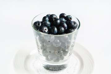 fresh blueberries in the glass