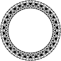 Ink Abstract circle pattern mandala flower floral petal stack symbol simple cute modern circular pattern sun star rays beauty lace motif black white single art mehendi Digital textile frame stamp