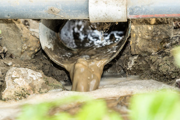Water pollution in river because industrial not treat water before drain