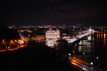 Fototapeta premium View of the night city of Kyiv