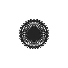 Abstract circle pattern mandala sun fireworks. spirograph halo sun starburst ray vintage monochrome modern circular pattern motif black white for design elemental, unique art lace lattice lines style