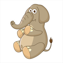 Elephant. Cute Young Elephant isolated on white background. Zoo animal cartoon character. Education card for kids learning animals. Logic Games for Kids. Vector illustration in cartoon style.