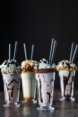 tasty milkshakes with sweet toppings