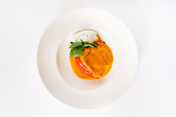 stuffed pepper in the white plate