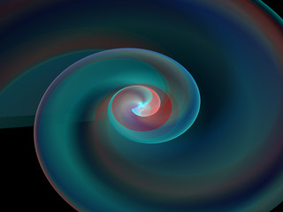 Blue Glowing Spiral Fractal Background Image, Illustration - Vortex repeating spiral patterns, Symmetrical repeating geometric patterns. Abstract design, black background