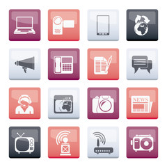 Communication and Technology icons over color background - Vector Icon Set