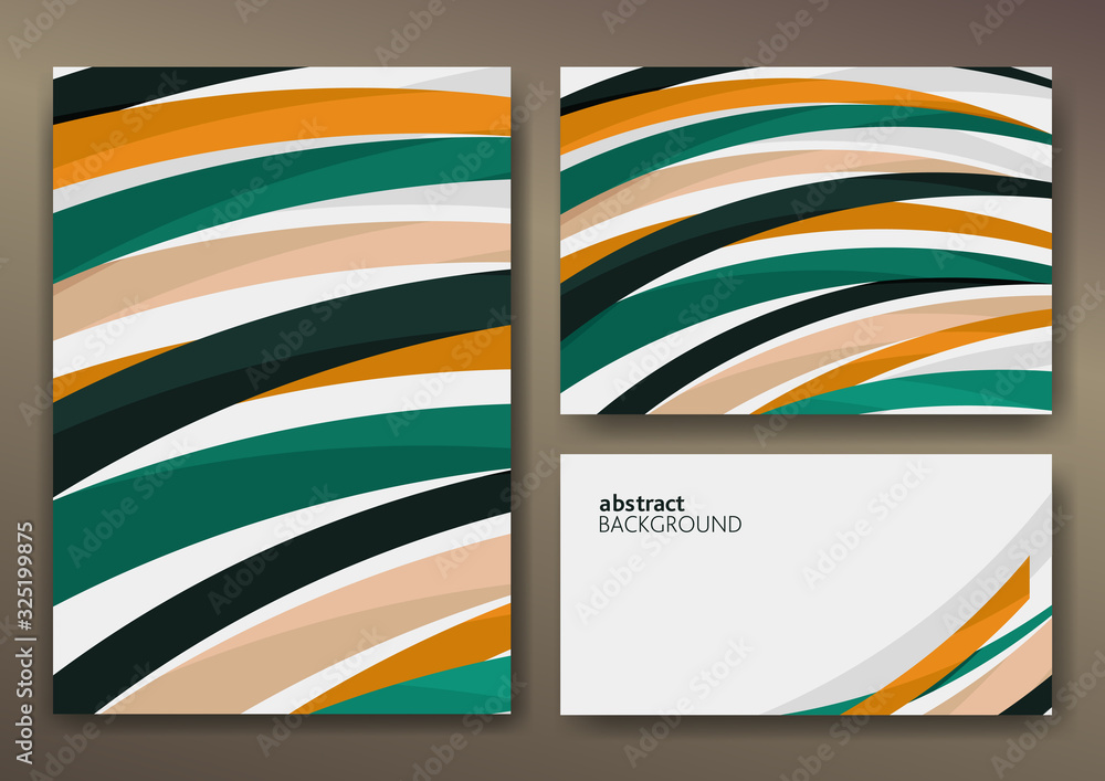 Poster set of three abstract templates with graphic elements and place for text.