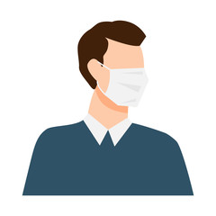 People wearing face masks, air pollution, contaminated air, world pollution. Modern flat vector illustration. Coronavirus concept isolated on white