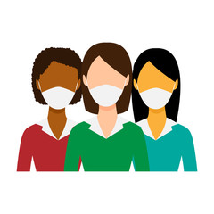 People wearing face masks, air pollution, contaminated air, world pollution. Modern flat vector illustration. Coronavirus concept isolated on white