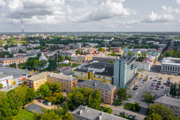 Fototapeta na wymiar Beautiful Aerial view photo from flying drone panoramic on Daugavpils city center beautiful summer day in Latgale ,Latvia (series)