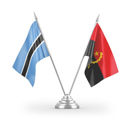 Angola and Botswana table flags isolated on white 3D rendering