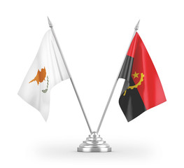 Angola and Cyprus table flags isolated on white 3D rendering