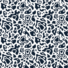 Seamless textile print with fluid spots. Monochrome vector background. Modern seamless pattern.