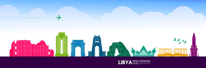 Libya travel destination grand vector illustration. 
