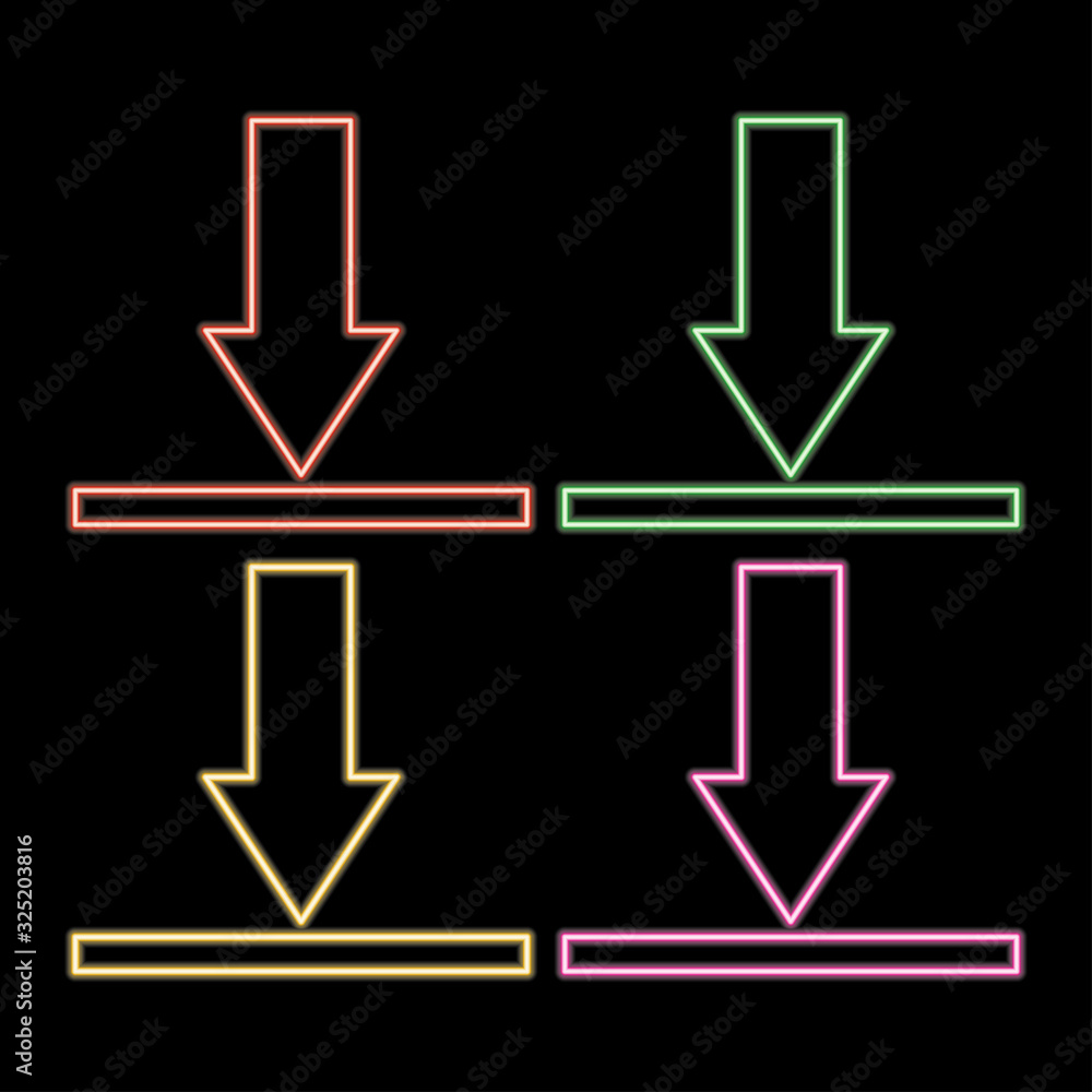 Poster sign download neon icon. simple thin line, outline vector of web icons for ui and ux, website or mob