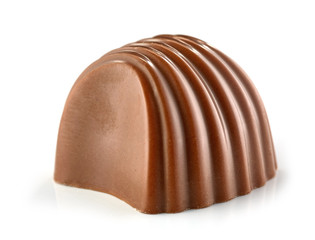 chocolate praline on white background