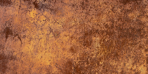 Panoramic oxidized metal surface making an abstract texture, high resolution. Grunge metal iron panel.