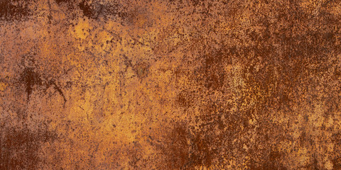 Panoramic grunge rusted metal texture, rust and oxidized metal background. Old metal iron panel.	